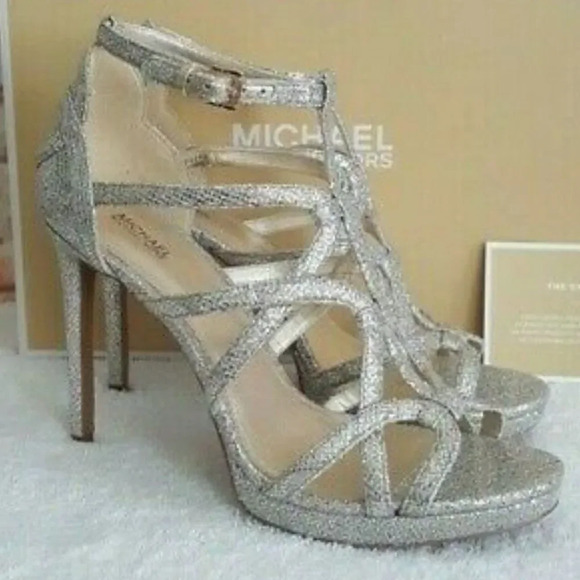 MICHAEL Michael Kors Glitter Champagne Heels Sz 7 - Picture 8 of 16